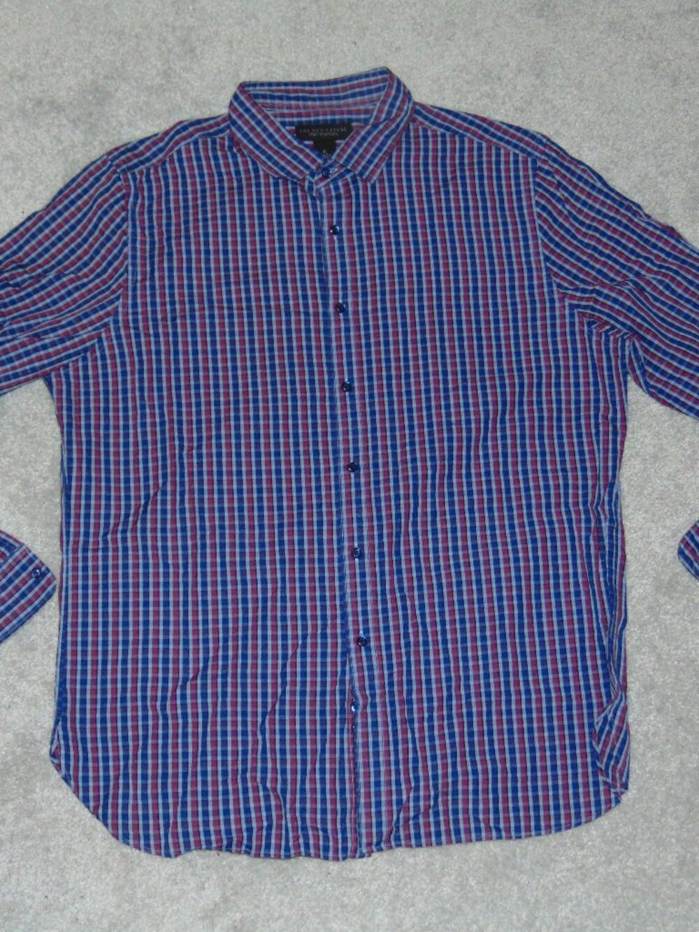 The Mens Store Bloomingdales Shirt Mens XL Blue Check Cotton